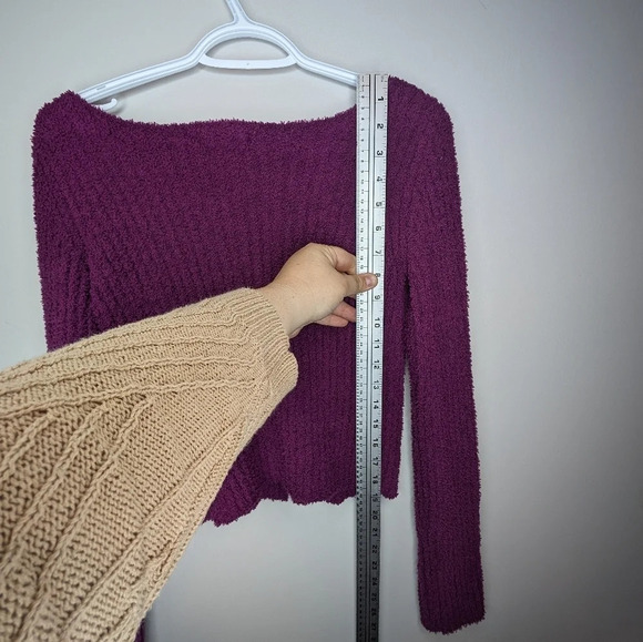 Ella & Emma Plum Purple Cropped 2 Button V Neck  Baby Cardigan Women Small Y2K - Picture 7 of 8